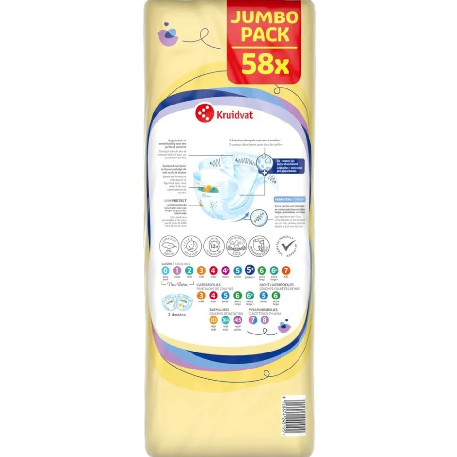 Kruidvat Junior Plus Maat 5+ Luiers Jumbopack< Luiers Maat 5