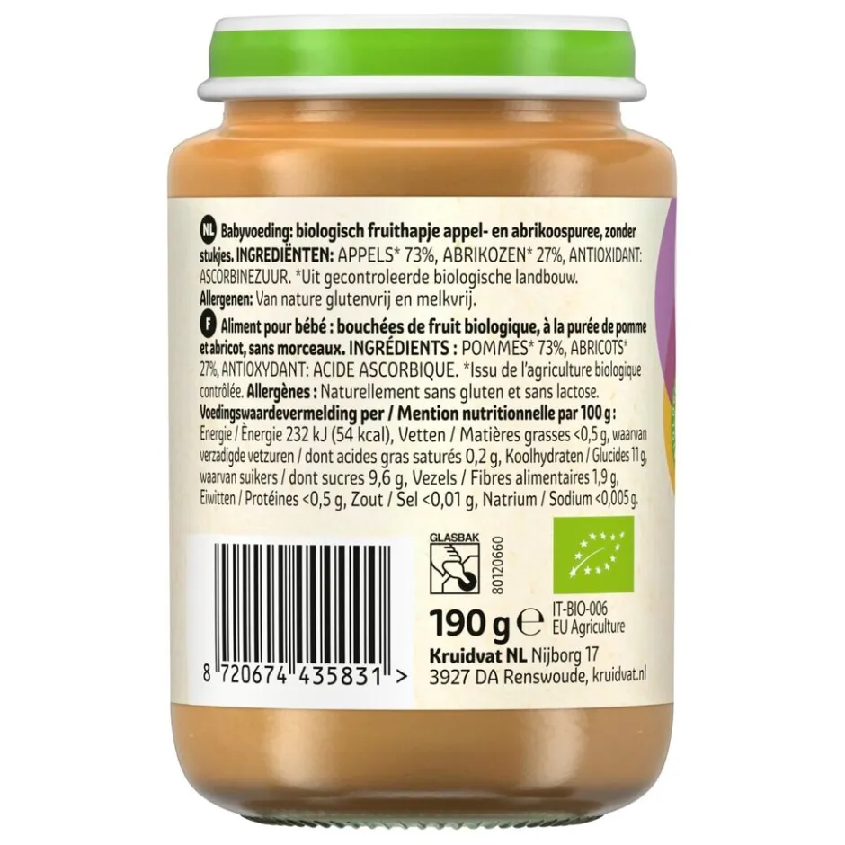 6+M Bio Appel & Abrikoos Fruithapje|Kruidvat Best