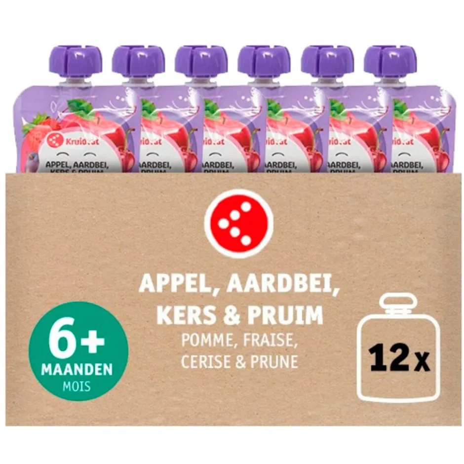 6+M Bio Appel, Aardbei, Kers en Pruim Knijpzakje|Kruidvat Outlet