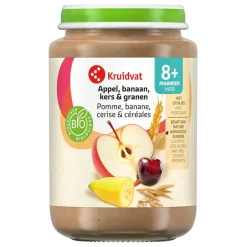 Kruidvat 8+M Bio Appel, Banaan, Kers & Granen Fruithapje< Fruithapjes