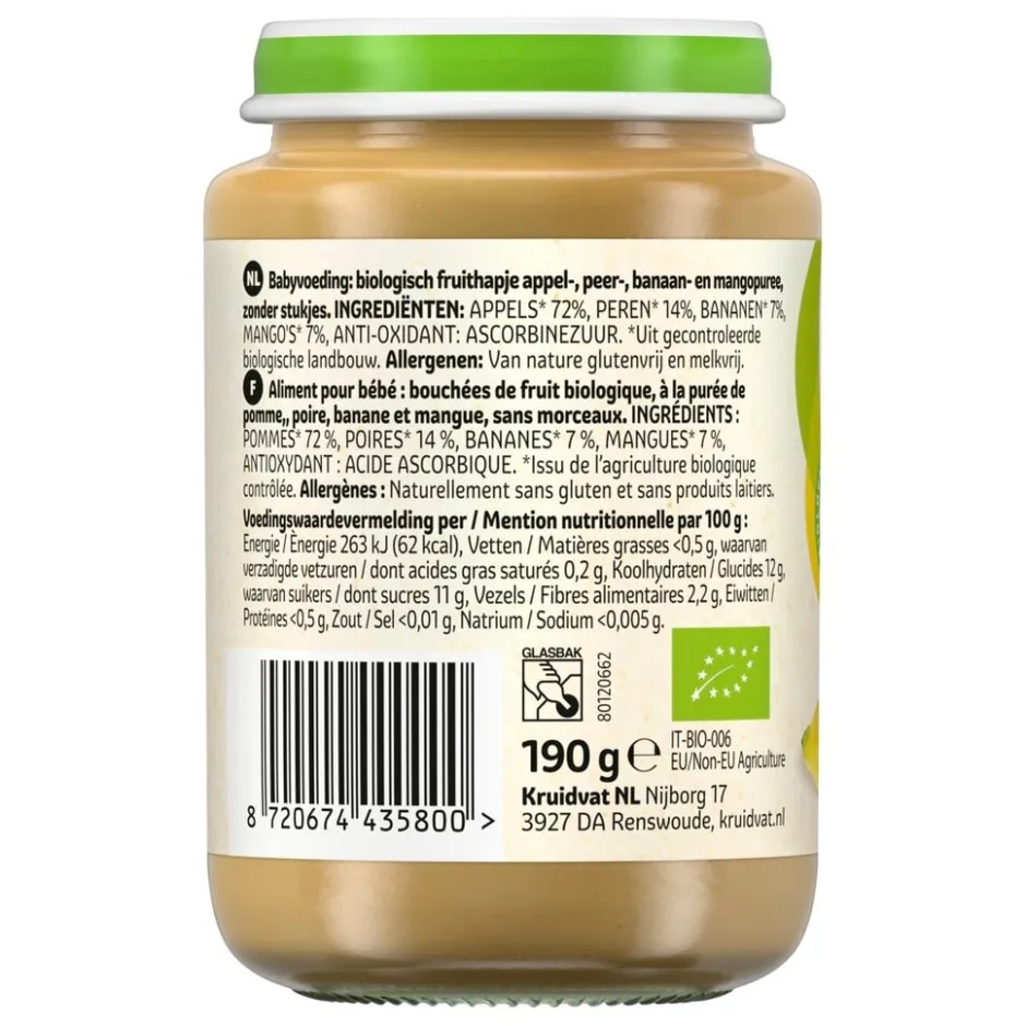 6+M Bio Appel, Peer Banaan & Mango Fruithapje|Kruidvat Outlet