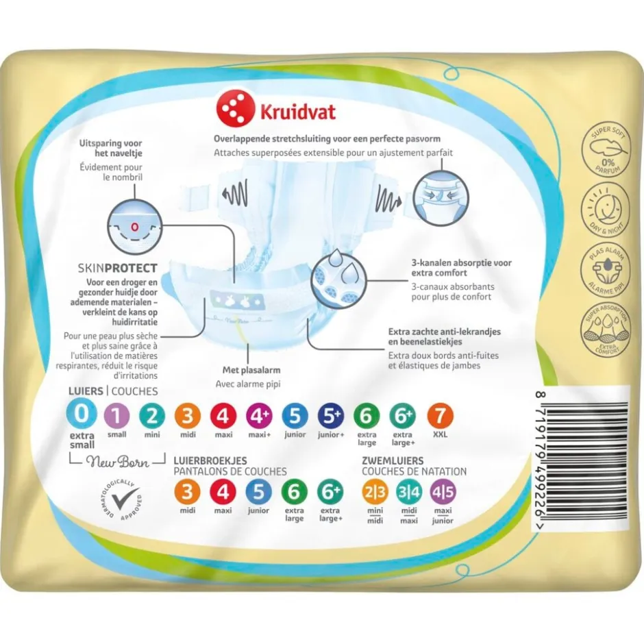 Kruidvat NewBorn Extra Small Maat 0 Luiers Smallpack< Luiers Maat 0