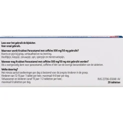 Paracetamol met Coffeïne 500mg/50mg Tabletten|Kruidvat