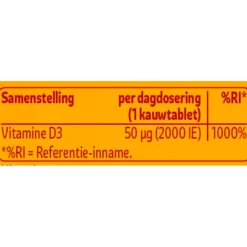 Kruidvat Vitamine D3 50 Mcg Kauwtabletten< Vitamines