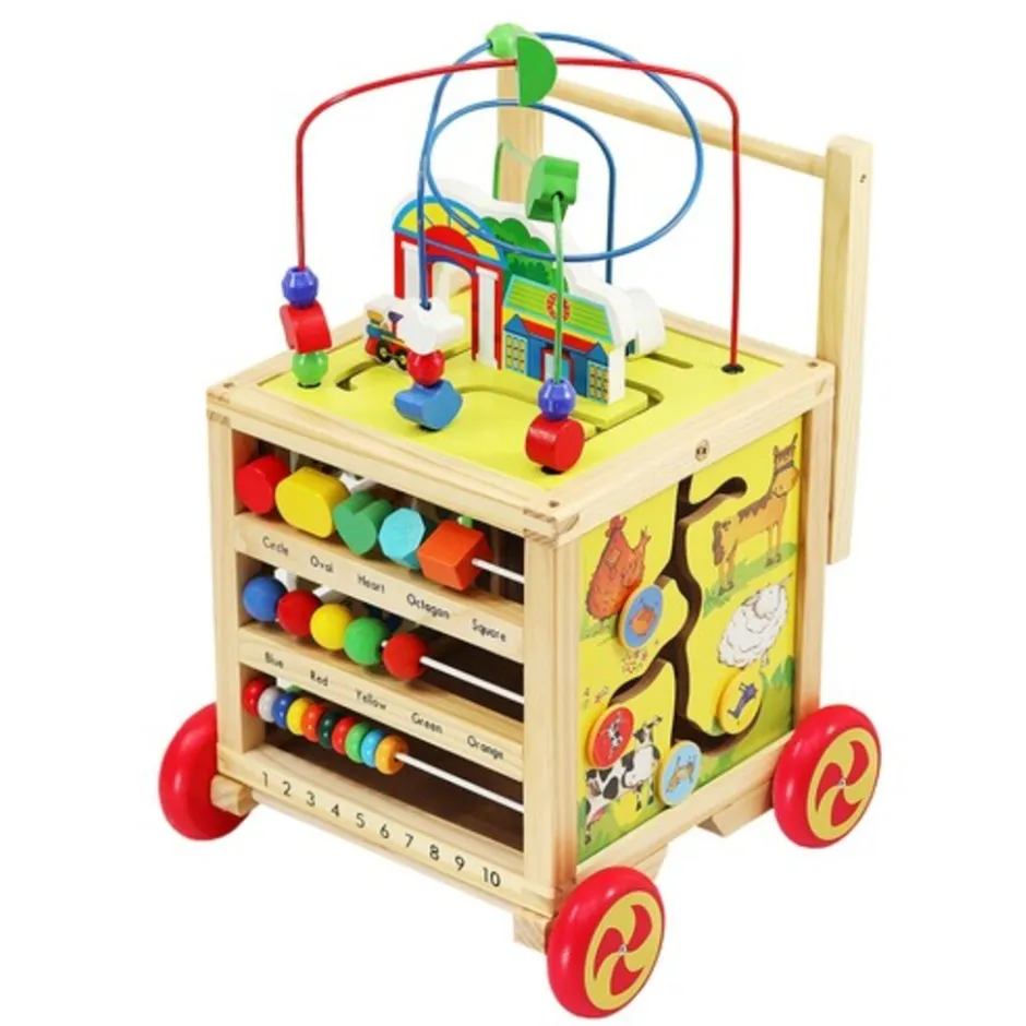 Kruzzel Houten loopwagen looptrainer geschikt vanaf 12 maanden leerzaam babyspeelgoed< Houten Loopwagens