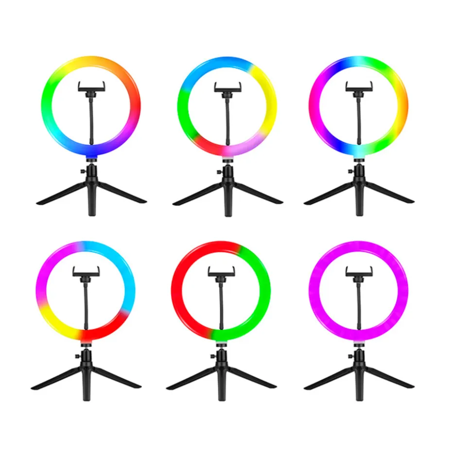 Led ringlamp met tripod met rgb verlichting en verschillende kleuren|Tracer New