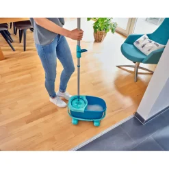 Leifheit Clean Twist Dweil Set Disc Mop Ergo met Emmer op Wieltjes en Uitwringsysteem< Dweilen En Vloerwissers