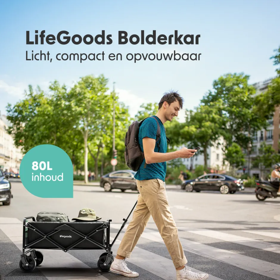 LifeGoods Compacte Opvouwbare Bolderkar< Buiten En Vrije Tijd