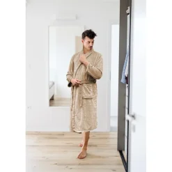 Linnick Flanel Fleece Badjas Uni<DAMES Heren Badjassen|Dames Badjassen