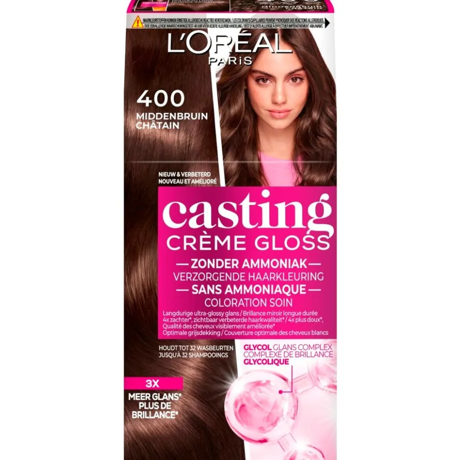Casting L'Oréal Paris Crème Gloss 400 Middenbruin Semi-Permanente Haarkleuring< Haarverf