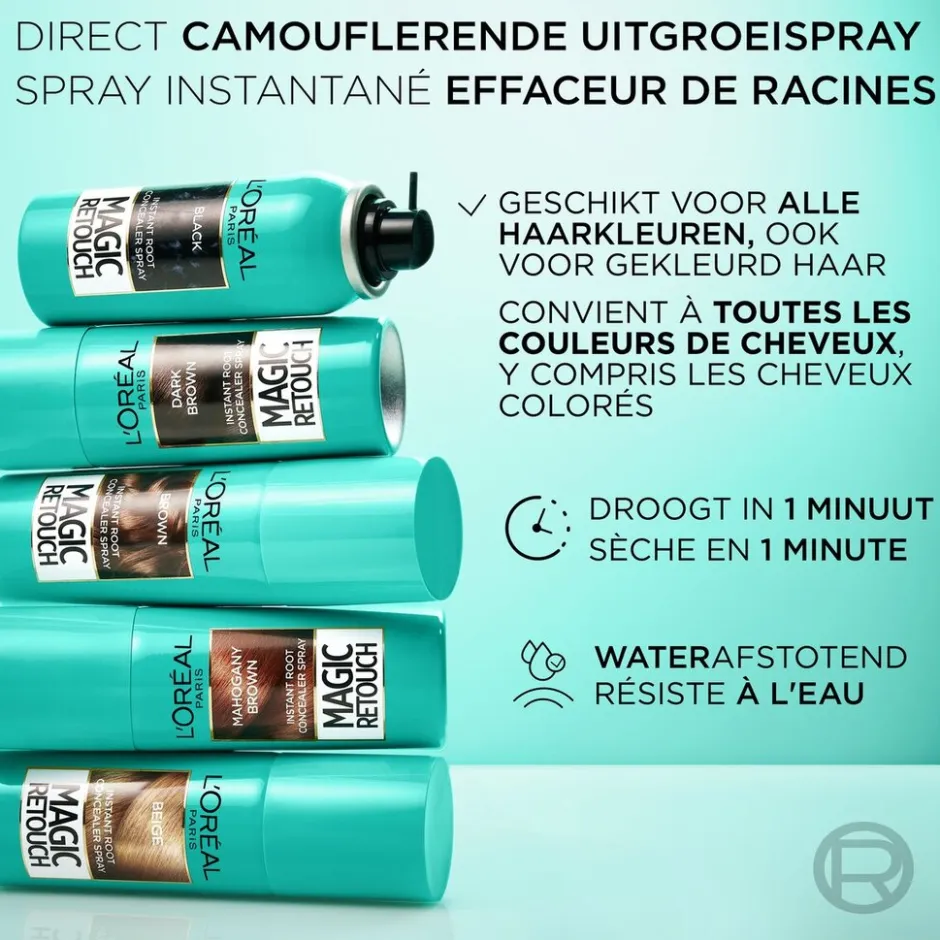 Magic Retouch L'Oréal Paris Goud Middenbruin Camouflerende Uitgroeispray< Haarverf