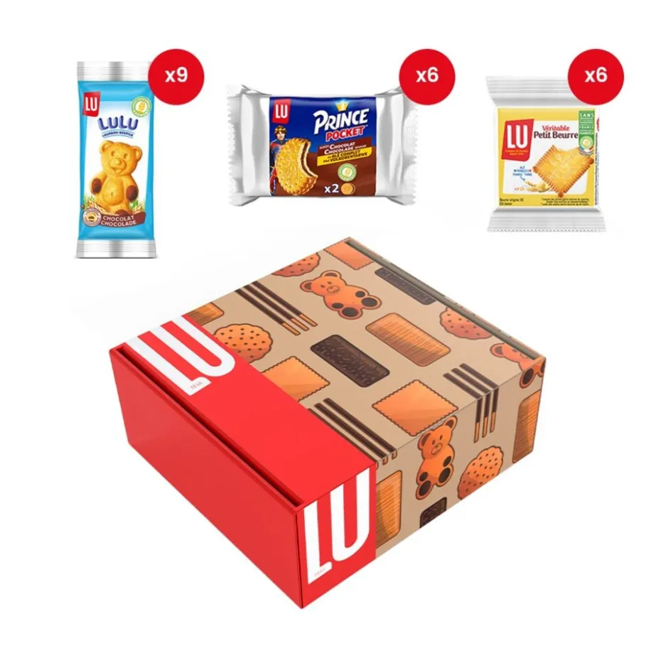 LU Festival koekjesdoos - Mix van Prince Pocket, Véritable Petit Beurre en Choco Beertjes< Koek
