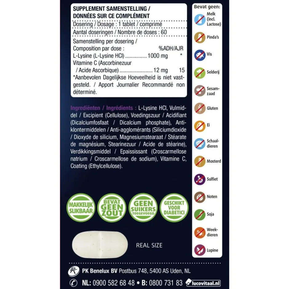 Lucovitaal L-Lysine Tabletten< Overige Supplementen