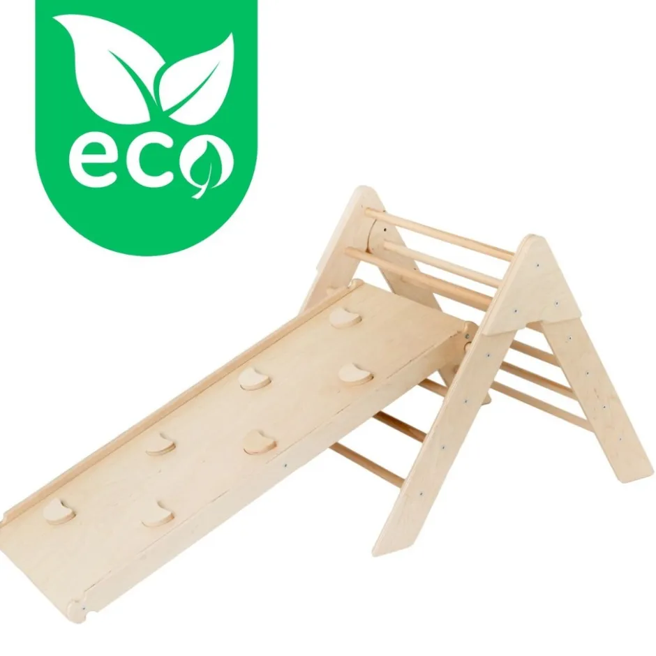 Luna Toys Naturel ECO Houten Klimrek met Glijbaan< Speeltoestellen|Verrassend Speelgoedvoordeel