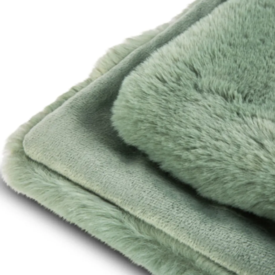 Lunetta Rabbit Fur Plaid Florence - green - 130x170cm| Clearance