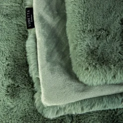 Lunetta Rabbit Fur Plaid Florence - green - 130x170cm| Clearance