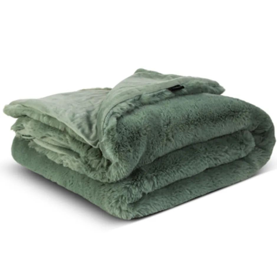 Lunetta Rabbit Fur Plaid Florence - green - 130x170cm| Clearance