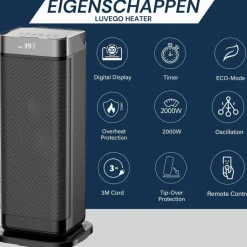 Luvego Elektrische Kachel Zwart< Kachels