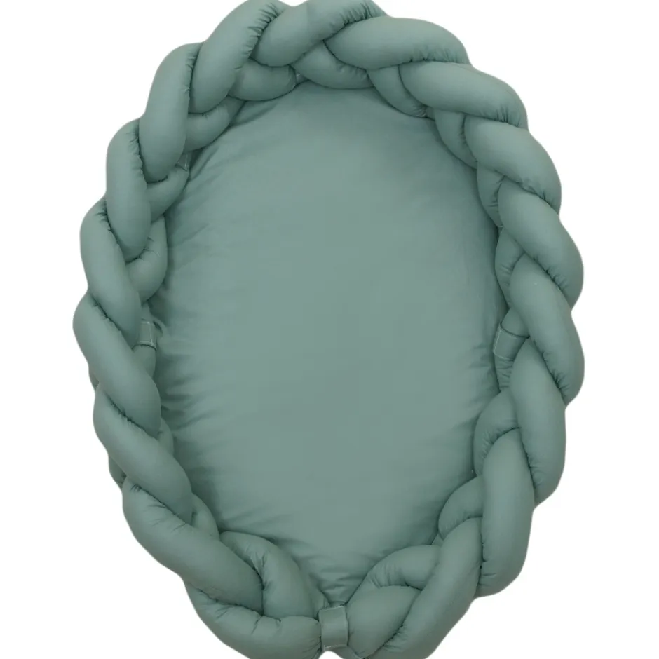 Amy Pure Stonegreen 2-in-1 Babynest en Braided Bedbumper|MamaLoes