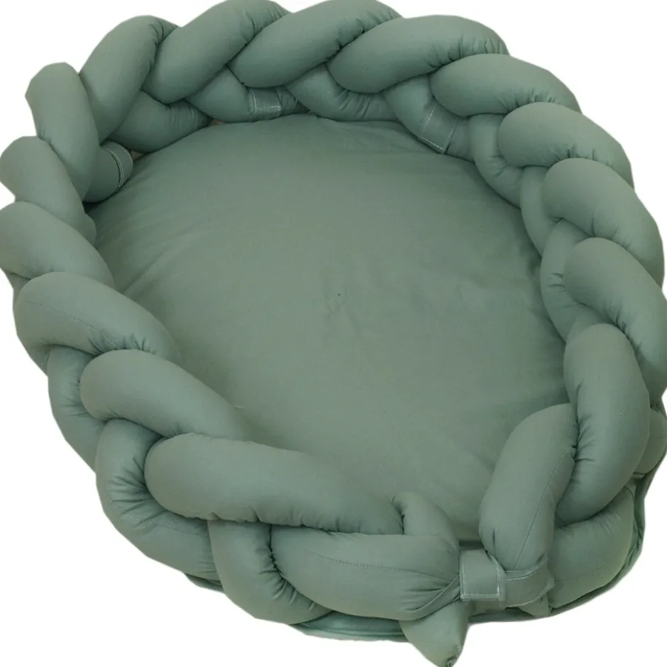 Amy Pure Stonegreen 2-in-1 Babynest en Braided Bedbumper|MamaLoes