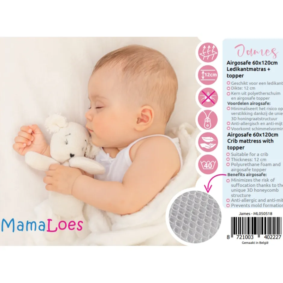 James Airgosafe 60x120cm Ledikantmatras + topper|MamaLoes Outlet
