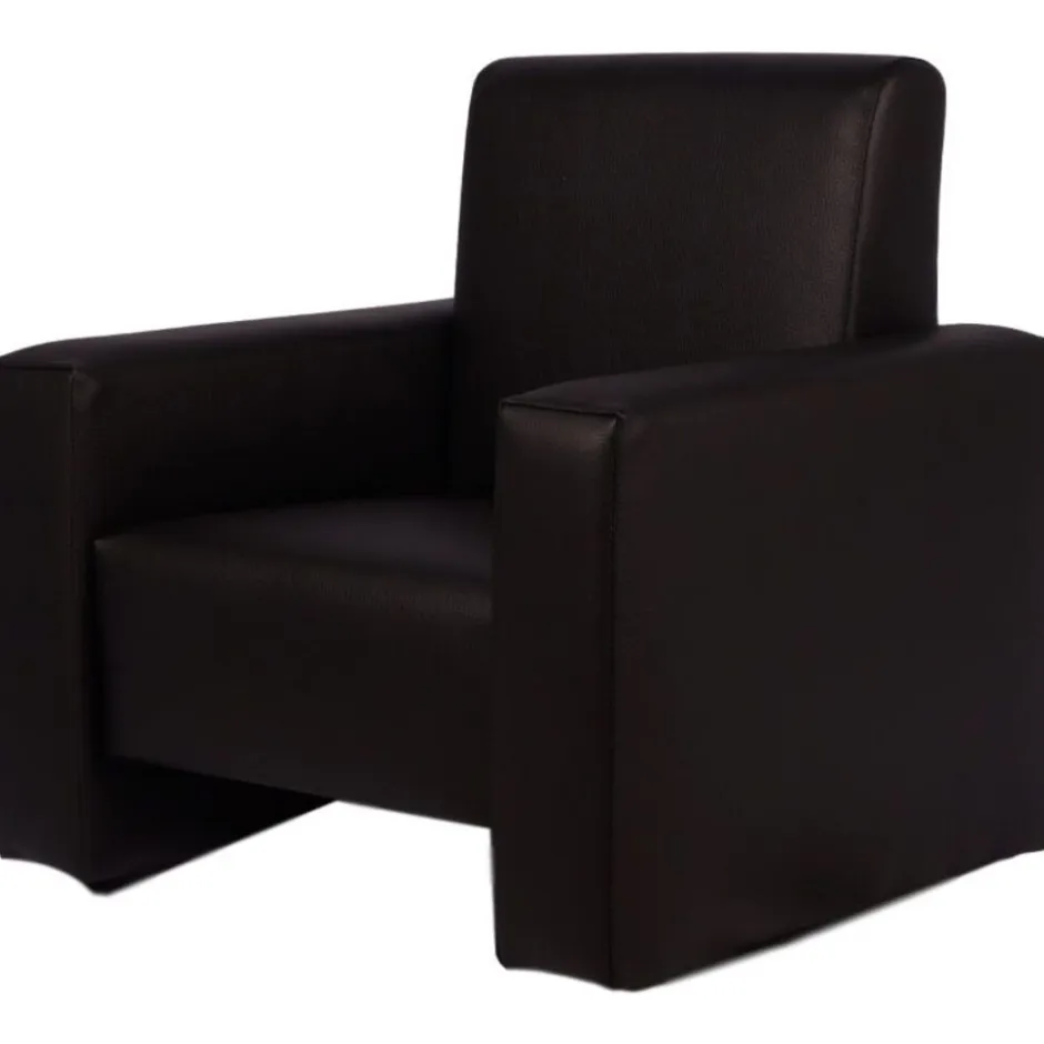 Jamie Zwart Leren Kinderfauteuil|MamaLoes