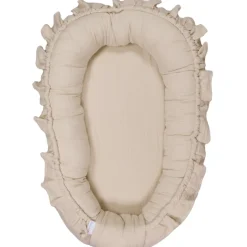 MamaLoes Soft Cotton Ruffle Ecru Babynest< Babynestjes
