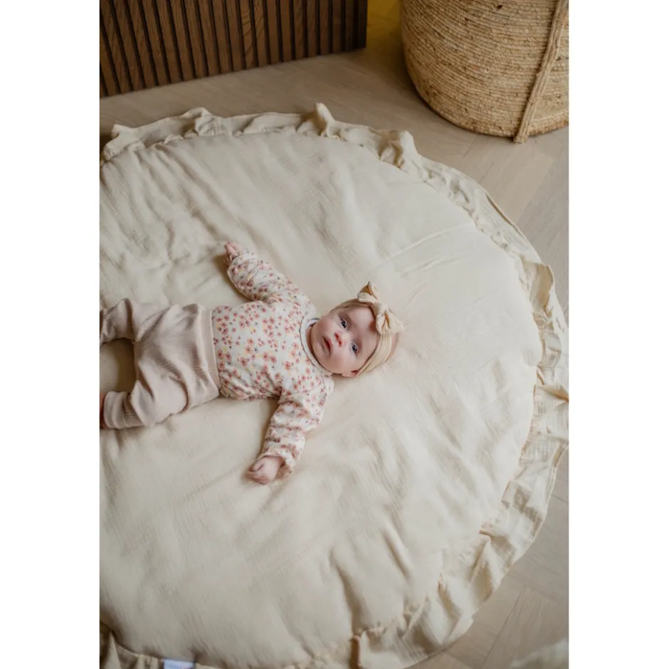 Soft Cotton Ruffle Ecru 90 cm Rond Boxkleed|MamaLoes Online