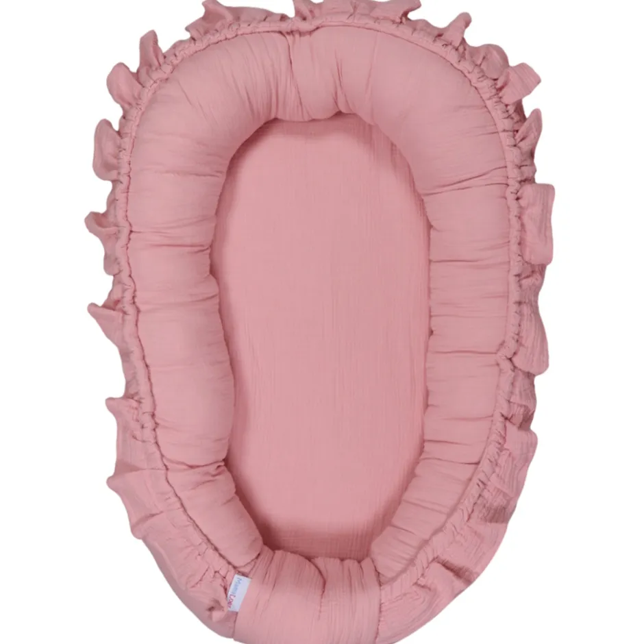 Soft Cotton Ruffle Licht Roze Babynest|MamaLoes Hot