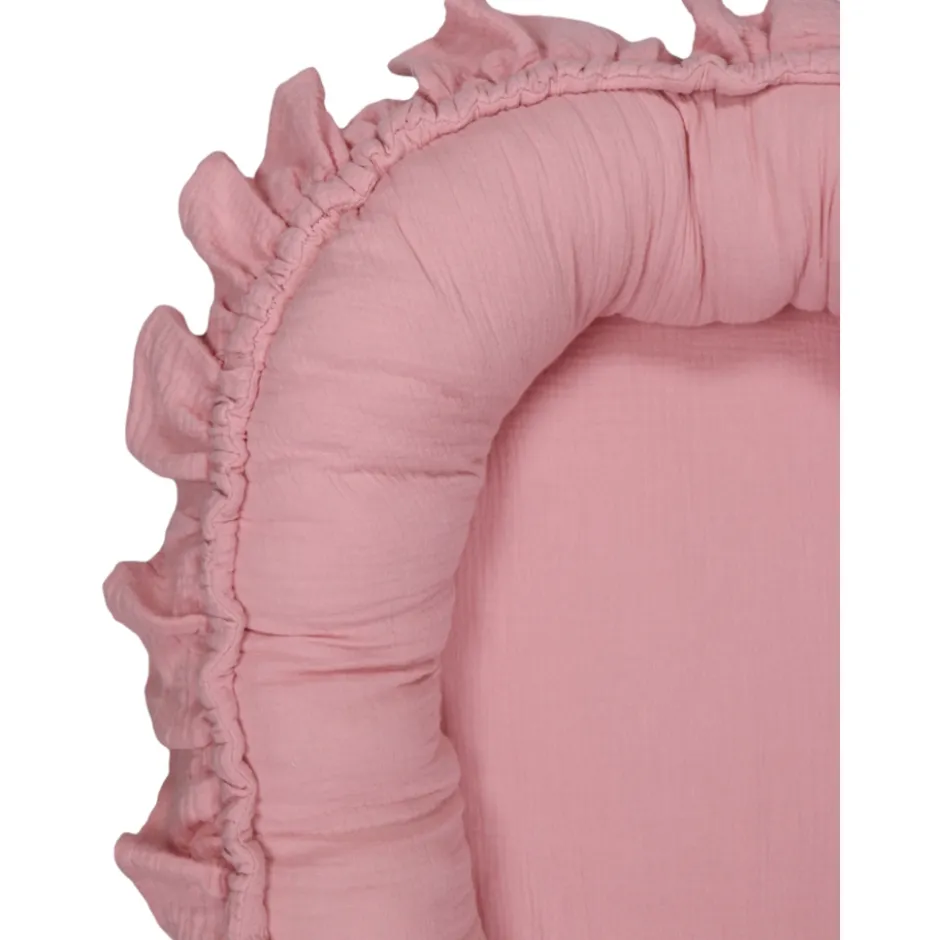 Soft Cotton Ruffle Licht Roze Babynest|MamaLoes Hot