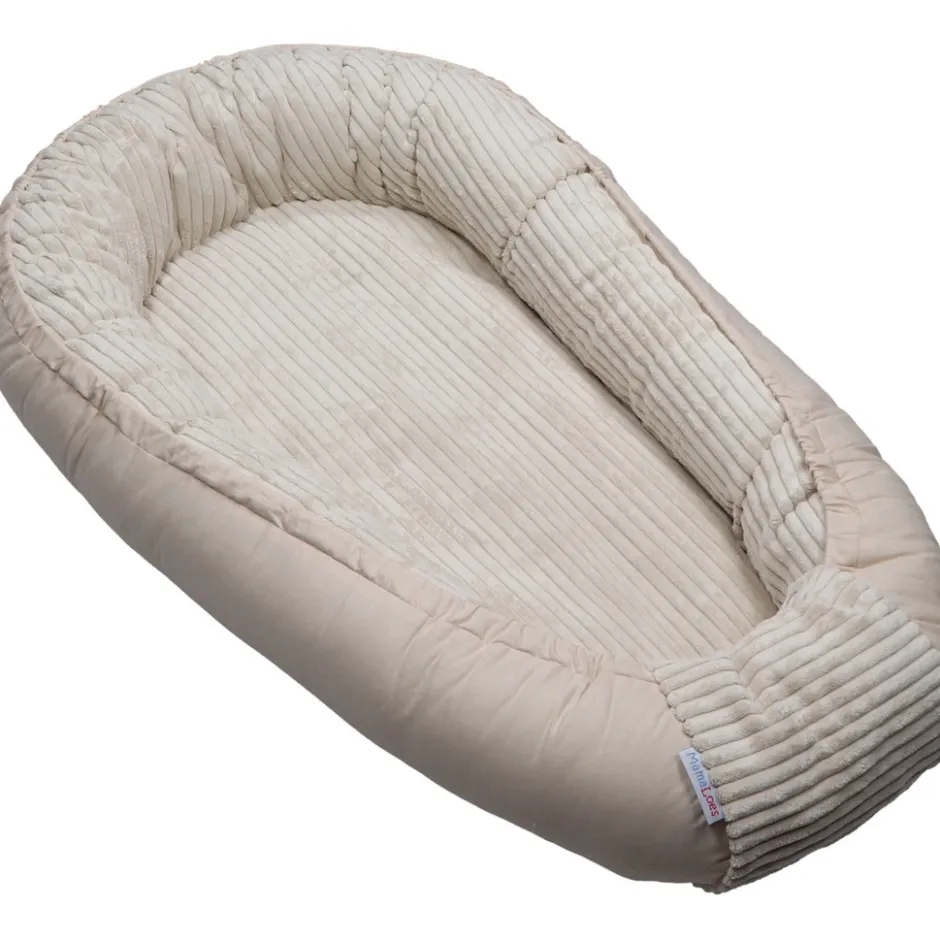 MamaLoes Velours Rib Beige Omkeerbaar Babynest< Babynestjes