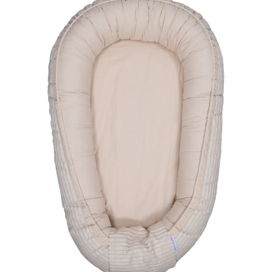 MamaLoes Velours Rib Beige Omkeerbaar Babynest< Babynestjes