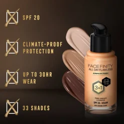 Facefinity All Day Flawless W70 Warm Sand Foundation|Max Factor Best