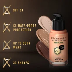 Facefinity All Day Flawless C64 Rose Gold Foundation|Max Factor Hot