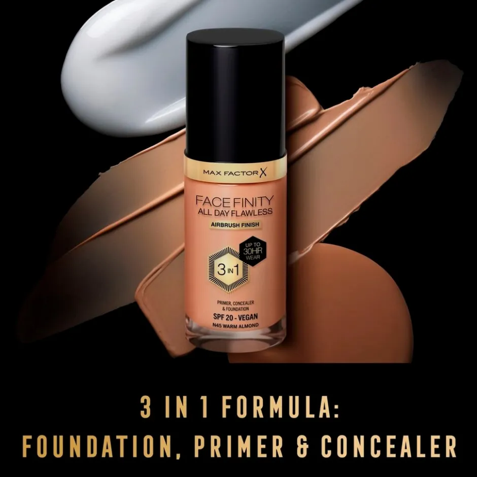 Facefinity All Day Flawless N45 Warm Almond Foundation|Max Factor