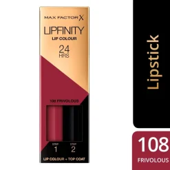 Lipfinity Lip Colour 108 Frivolous 2-Step Longlasting Lipstick|Max Factor Best