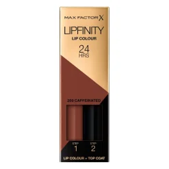 Lipfinity Lip Colour 200 Caffeinated 2-Step Longlasting Lipstick|Max Factor Hot