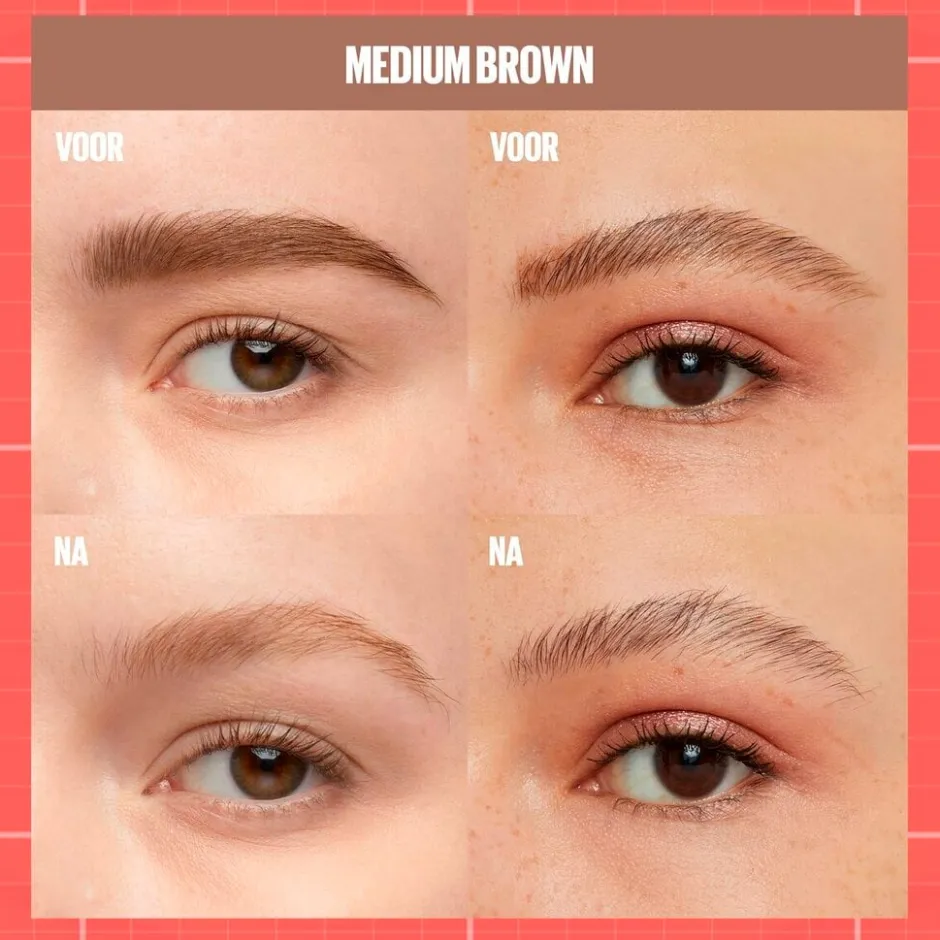 Maybelline New York Build-A-Brow 257 Medium Brown Wenkbrauwpotlood en -Gel< Wenkbrauw Make-Up