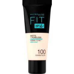 New York Fit Me Matte & Poreless 100 Warm Ivory Foundation|Maybelline Best