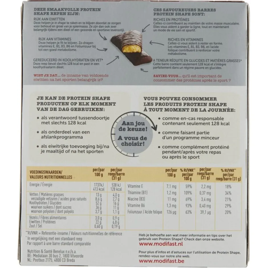 Modifast Protein Shape Pure & Witte Chocolade Snackreep< Verantwoorde Tussendoortjes