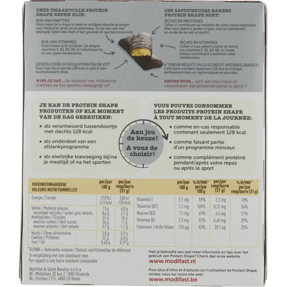 Modifast Protein Shape Pure & Witte Chocolade Snackreep< Verantwoorde Tussendoortjes