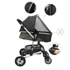 MorDesign Black Muskietennet / Klamboe voor Buggy en Wandelwagen< Kinderwagenaccessoires