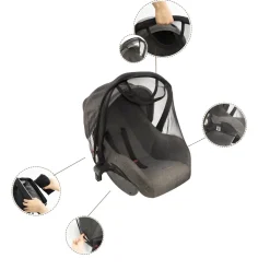 MorDesign Black Universeel Muskietennet voor Groep 0 Autostoel< Kinderwagenaccessoires