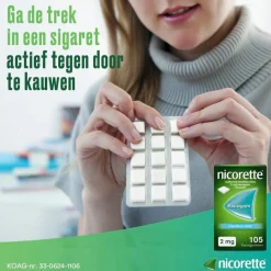 Nicorette Menthol Mint 2mg Suikervrije Kauwgom< Stoppen Met Roken