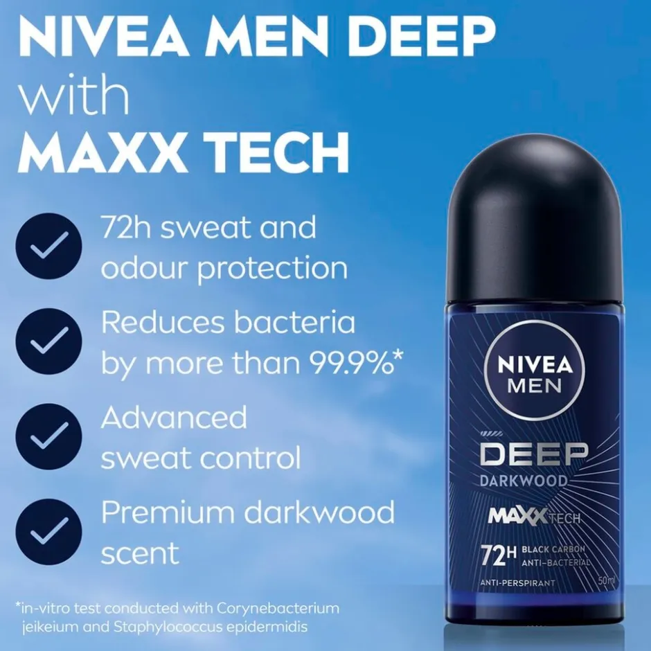 Deep Black Carbon Dark Wood Antitranspirant Roller|Nivea Men Sale