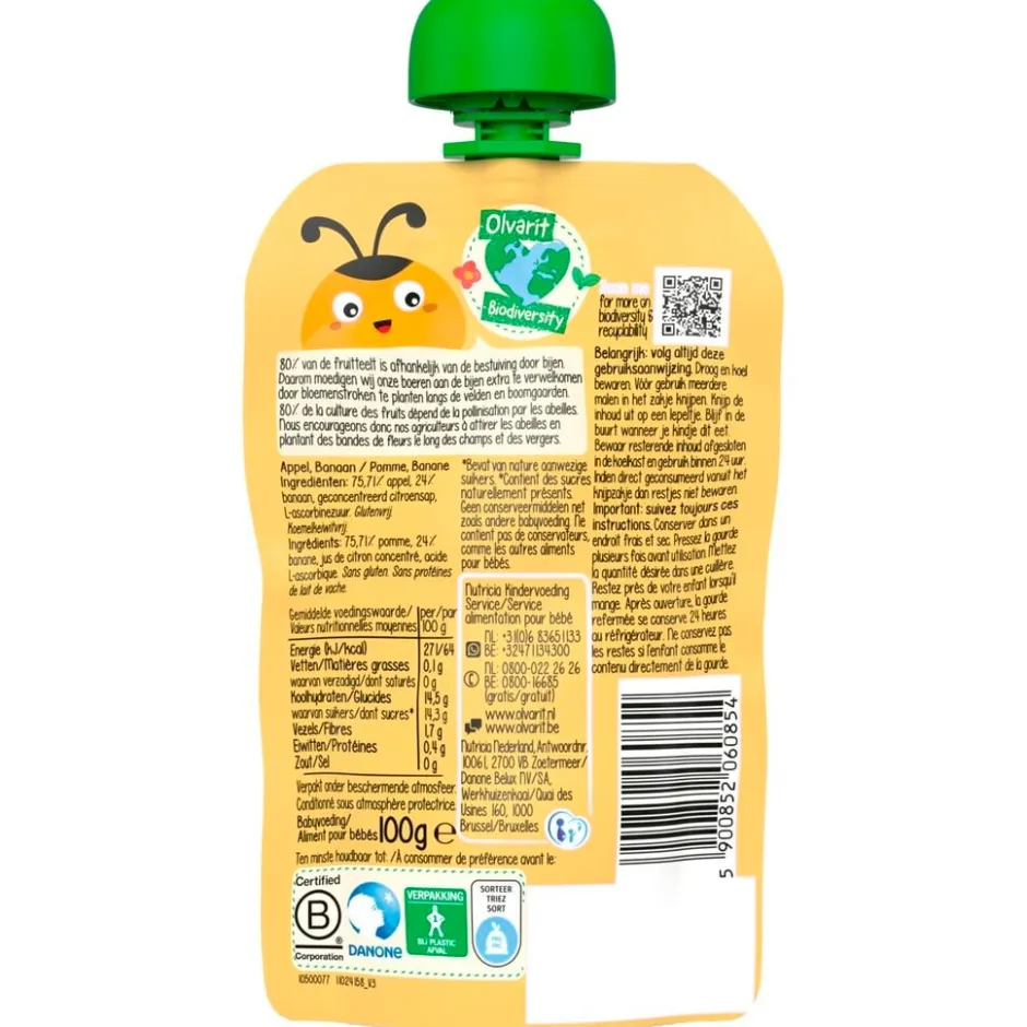 Olvarit 6+M Appel Banaan Knijpfruit< Fruithapjes