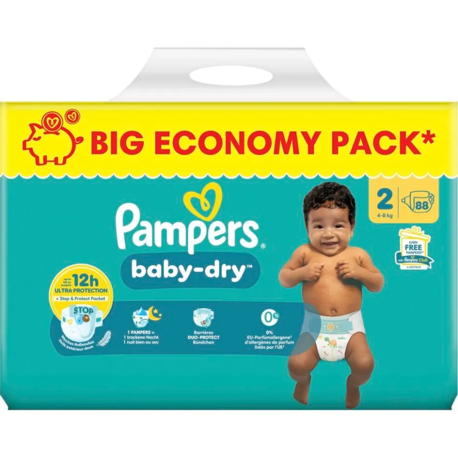Baby-Dry Maat 2 Luiers|Pampers Hot