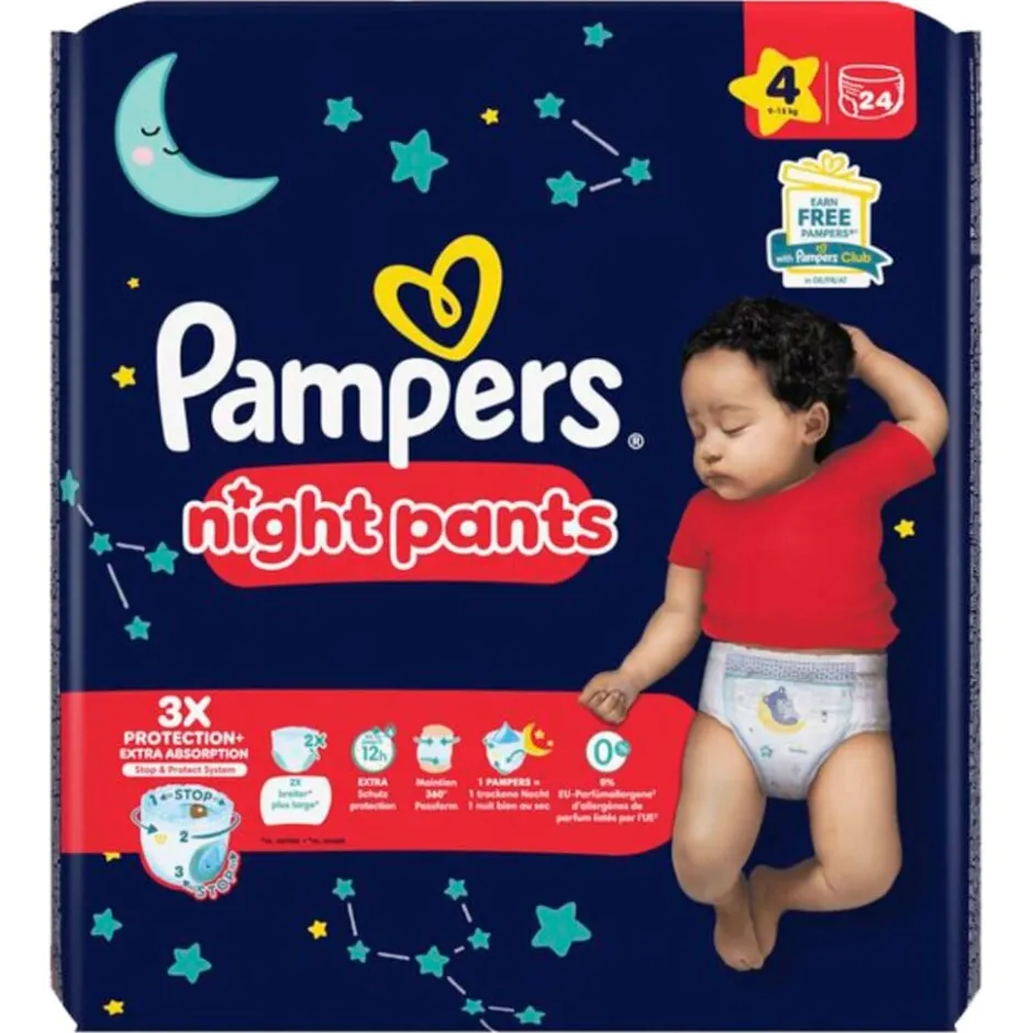 Pampers Night Pants Maat 4 Luierbroekjes< Pyjamabroekjes|Luierbroekjes Maat 4