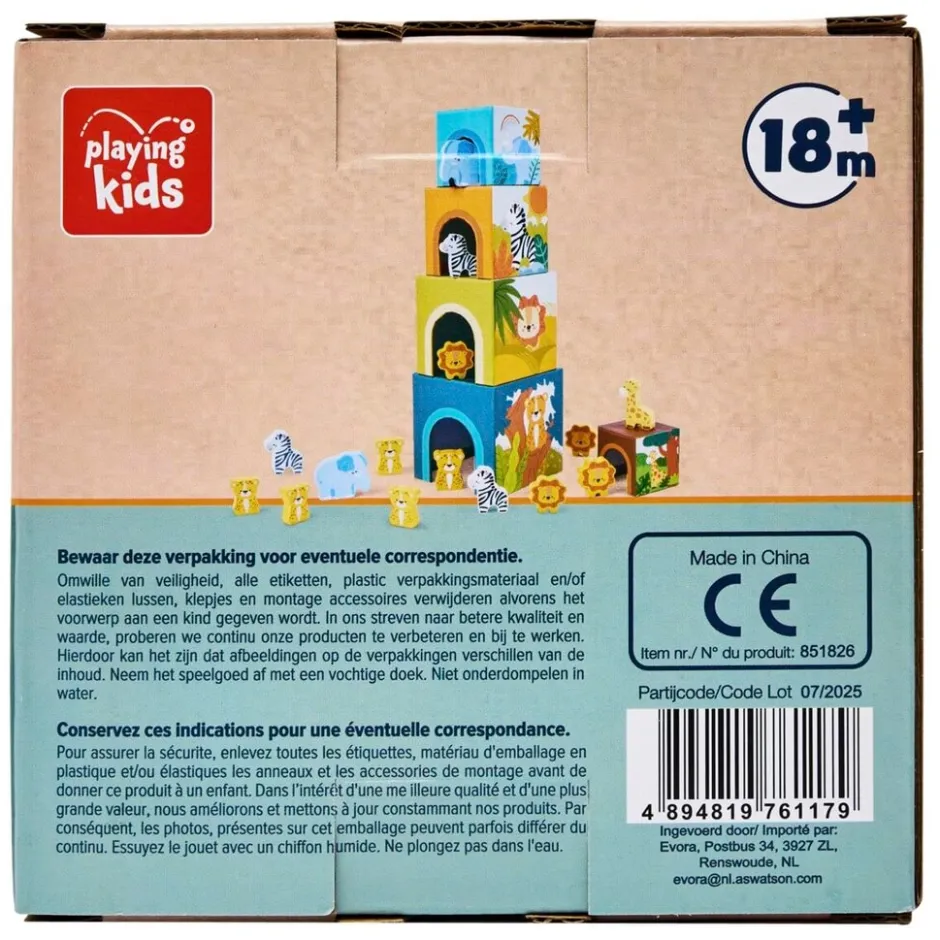 Playing Kids Safari Houten Stapelblokken< Houten Speelsets