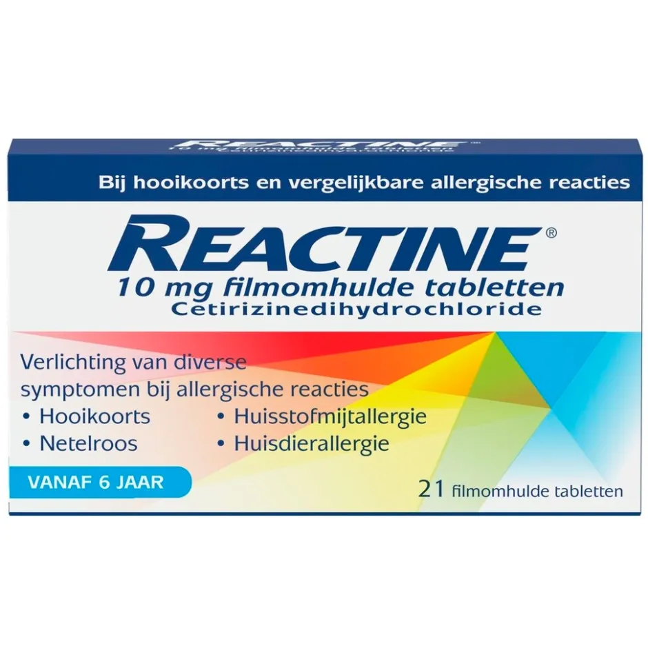 Reactine Cetirizine 10mg Filmomhulde Hooikoortstabletten< Allergische Reacties